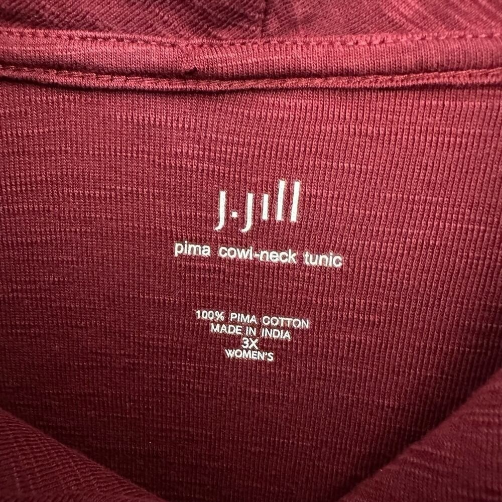 J. Jill Pima Cowl Neck Tunic Burgundy Womens Plus‎ Size 3X Lagenlook Pullover - Picture 2 of 7